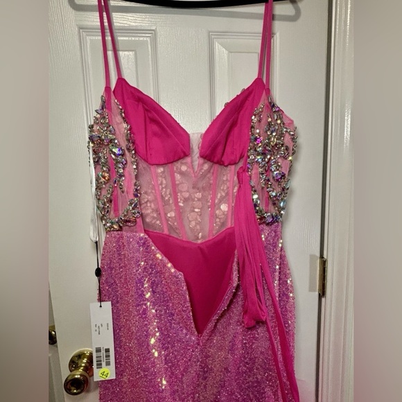 *SPRING SALE* NWT JOVANI SZ 10 Gown PINK Sequins Beads & Pink Tulle (SEE NOTES) - Picture 7 of 9